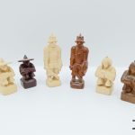 3D printed 3D scanned chess pieces wood filament 5 pieces